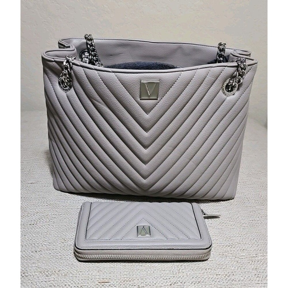 Victoria's Secret Quilted Shoulder Tote & Matching Zippered Wallet Set EUC